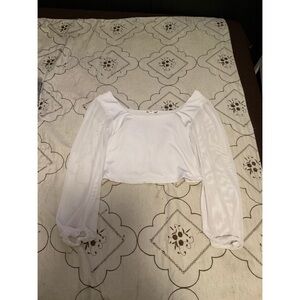 charlotterusse White off shoulder long sleeve crop top